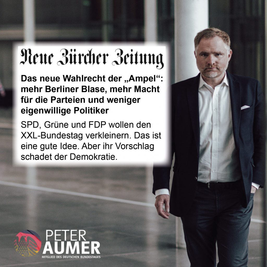 Peter Aumer zum Wahlrechtsvorschlag der Ampel-Koalition