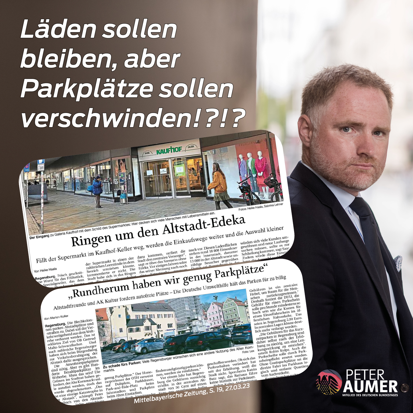 Aumer fordert innovatives Konzept für Galeria-Kaufhof-Komplex