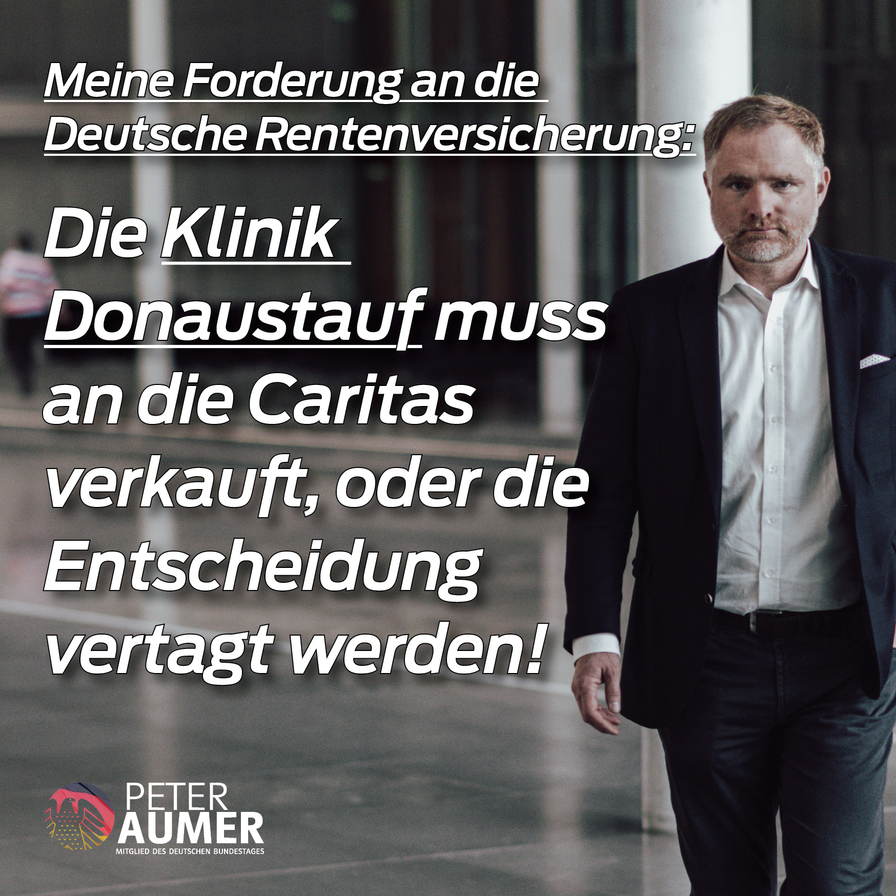 Peter Aumer fordert Verkauf an Caritas oder Vertagung der Entscheidung