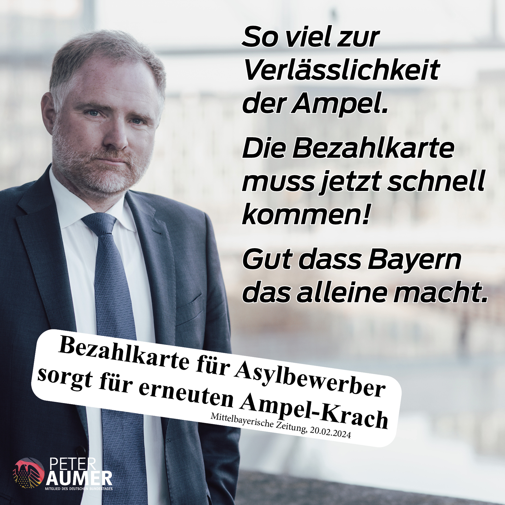 Bezahlkarte muss schnell kommen!