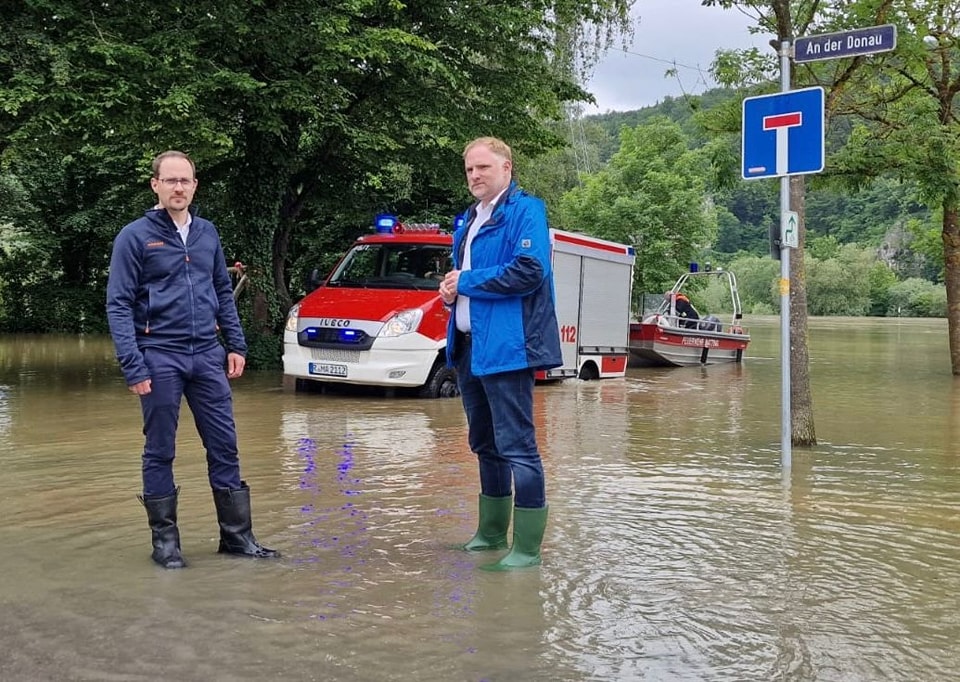 Hochwasserbesuch an der Donau bei Matting